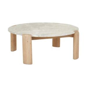 Willa round marble and oak coffee table