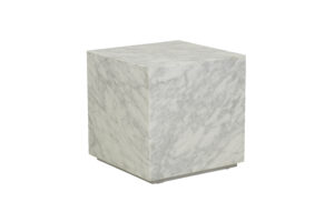 Elle Block Square Side Table (Matt White Marble)