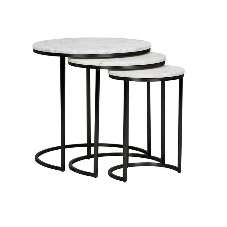 Elle Round Marble Nest Of 3 Side Tables