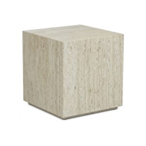 Elle Block Square Side Table (Natural Travertine)
